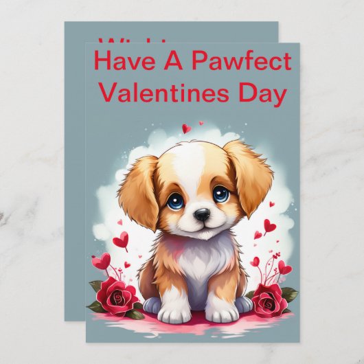 Pawfect Valentijn dag puppy, Feestdagenkaart (Voorkant / Achterkant)