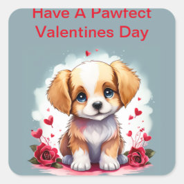  Pawfect Valentijn dag puppy, Vierkante Sticker