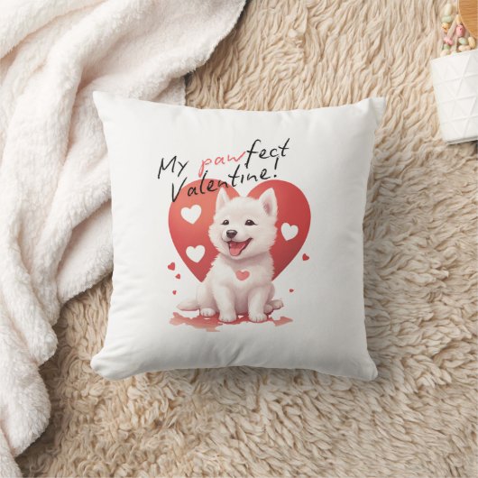 Pawfect Valentijn - Schattige Witte Jindo Puppy Kussen (Deken)