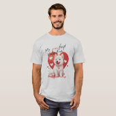 Pawfect Valentijn - Schattige Witte Jindo Puppy T-shirt (Voorkant volledig)