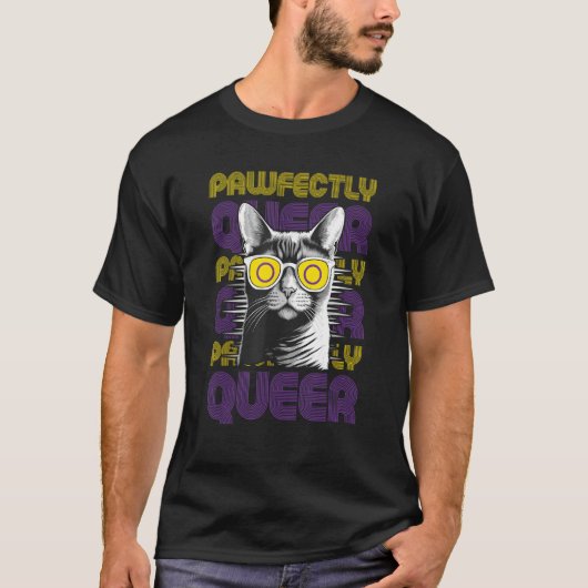 Pawfectly Queer  Cat With Sunglasses Intersex Prid T-shirt (Voorkant)