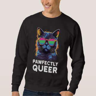 Pawfectly Queer  Cat With Sunglasses Polysexual Pr Trui