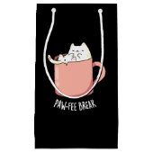 Pawfee Break Funny Cat Coffee Pun Dark BG Klein Cadeauzakje (Voorkant)