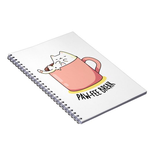 Pawfee Break Funny Kitty Cat in een Mok koffie Notitieboek (Rechterzijde)