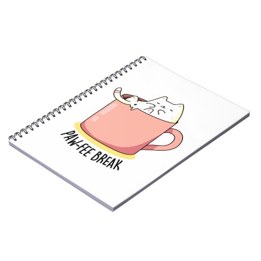 Pawfee Break Funny Kitty Cat in een Mok koffie Notitieboek (Linkerzijde)