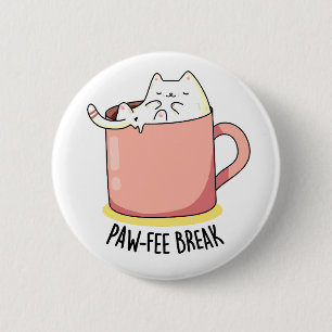 Pawfee Break Funny Kitty Cat in een Mok koffie Ronde Button 5,7 Cm