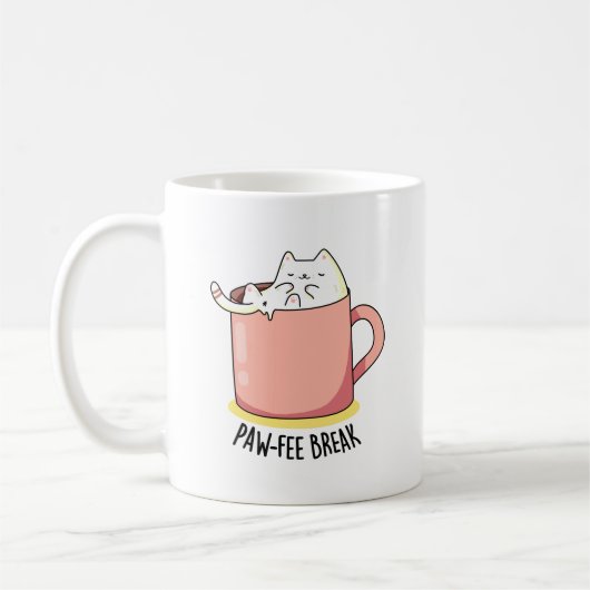 Pawfee Break Grappige Kat Koffie Pun Koffiemok (Links)