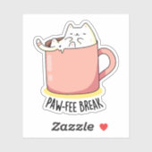 Pawfee Break Grappige Kat Koffie Pun Sticker (Vel)