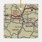 Pawhuska OK Retro Map Keramisch Ornament (Achterkant)