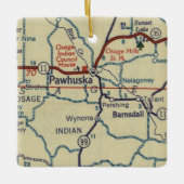 Pawhuska OK Retro Map Keramisch Ornament (Voorkant)