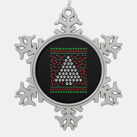 Pawkerstmis Tin Sneeuwvlok Ornament (Voorkant)
