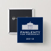 Pawlenty 2012 vierkante button 5,1 cm (Voorkant /achterkant)