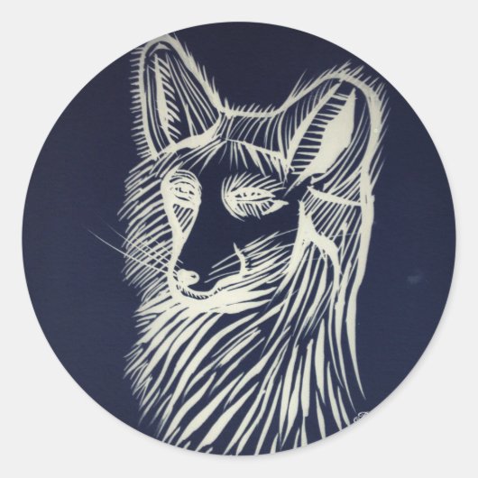 Pawley Night Fox sticker Rond (Voorkant)