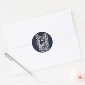 Pawley Night Fox sticker Rond (Envelop)