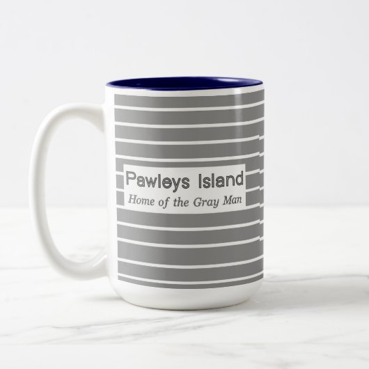 Pawleys Island Grey Man Stripes Tweekleurige Koffiemok (Links)