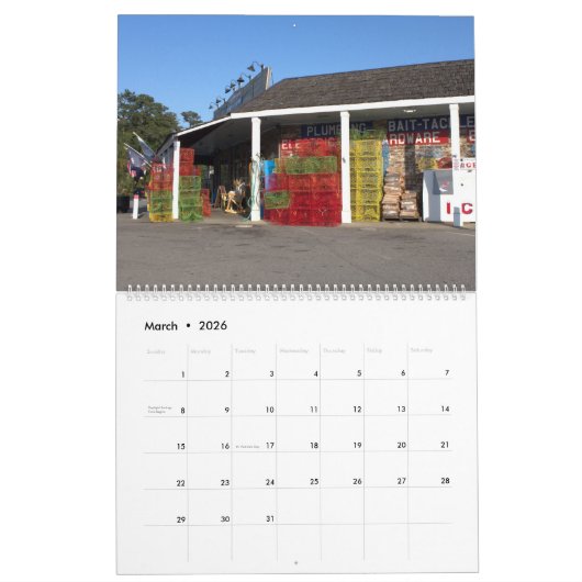 Pawleys Island grote muur kalender ontwerp 8 (Mar 2026)