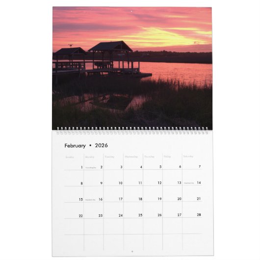 Pawleys Island grote muur kalender ontwerp 8 (Feb 2026)