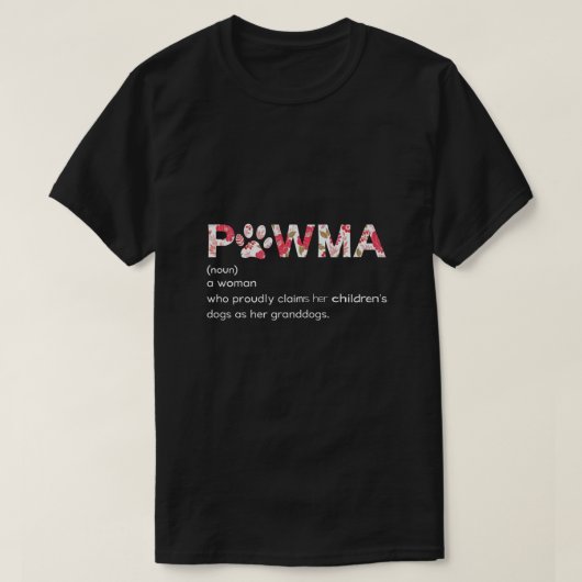 Pawma-definitie met bloemenpootafdruk t-shirt (Design voorkant)