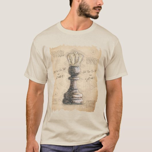Pawn King, ouderwetse  schets kunst. Cadeau T-shirt (Voorkant)