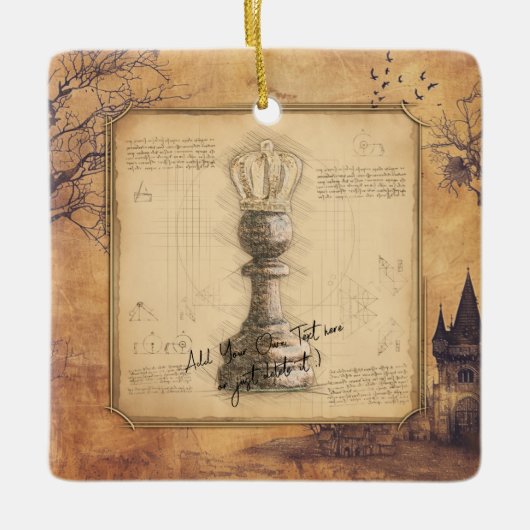 Pawn King / Queen  ouderwets schaakgeschenk Keramisch Ornament (Voorkant)
