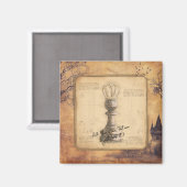 Pawn King / Queen ouderwets schaakgeschenk Magneet (Voorkant / Achterkant)