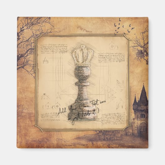 Pawn King / Queen ouderwets schaakgeschenk Magneet (Voorkant)