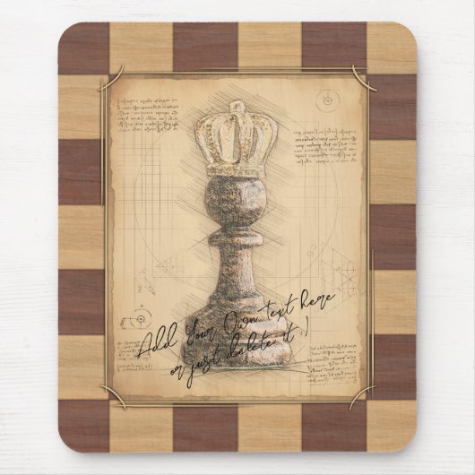 "Pawn King / Queen" schaakbordgeschenk Muismat (Voorkant)
