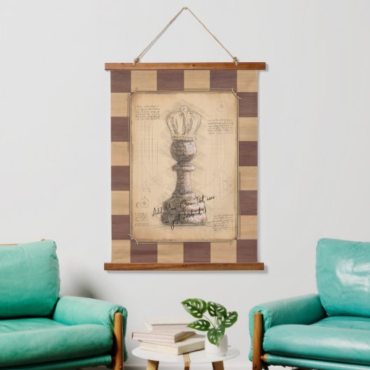 "Pawn King / Queen"  schaakbordspeler cadeau Hangend Wandkleed (Woonkamer)