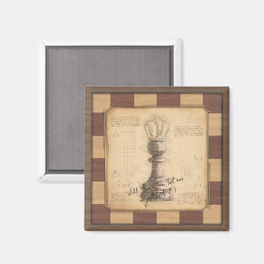 "Pawn King / Queen"  schaakbordspeler cadeau Magneet (Voorkant / Achterkant)
