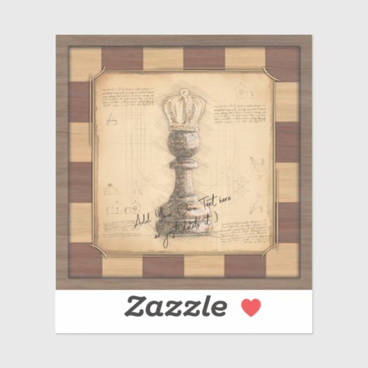 "Pawn King / Queen"  schaakbordspeler cadeau Sticker (Vel)
