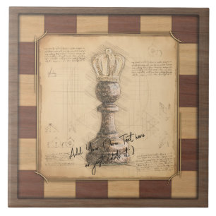 "Pawn King / Queen"  schaakbordspeler cadeau Tegeltje