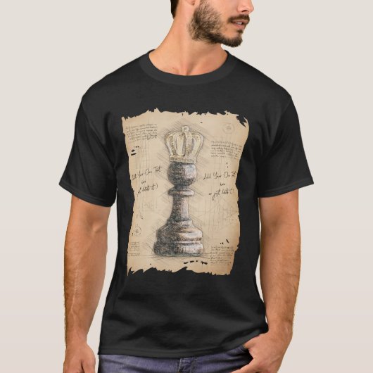 Pawn King / Queen,  schets kunst. Cadeau T-shirt (Voorkant)