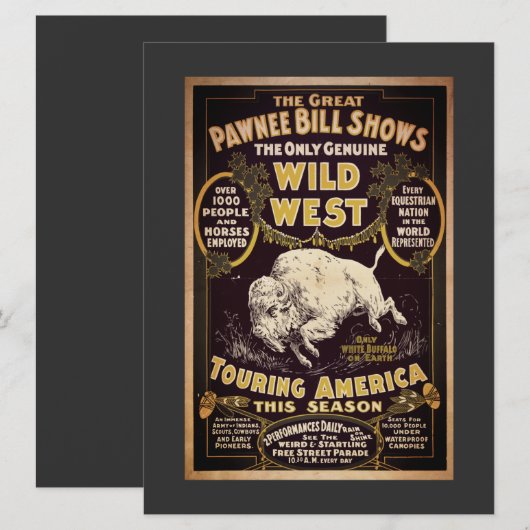 Pawnee Bill Wild West Show Flat Kaart (Voorkant / Achterkant)
