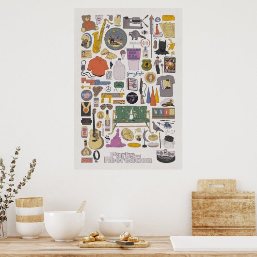 Pawnee Life Parks en Rec Item Collage Poster (Keuken)