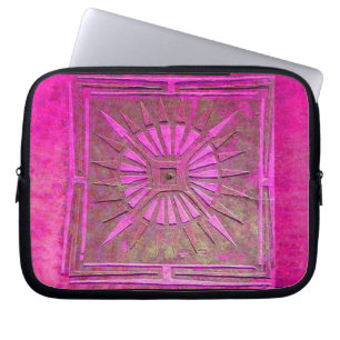PAWNEE MORNING STAR, roze, zwart, Fuchsia Laptop Sleeve