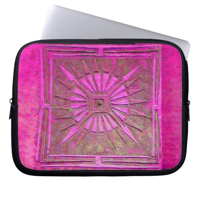 PAWNEE MORNING STAR, roze, zwart, Fuchsia Laptop Sleeve (Voorkant)