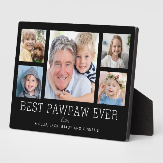 PawPaw Grootvader Kleinkinderen Fotocollage Fotoplaat (Zijkant)
