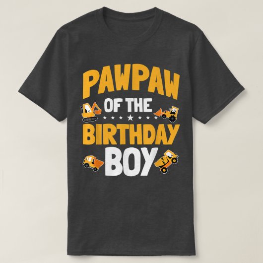 Pawpaw of the Birthday Boy Construction Worker Bda T-shirt (Design voorkant)