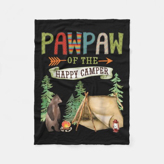 Pawpaw Of The Happy Camper First Birthday Camng Fleece Deken (Voorkant)
