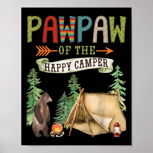 Pawpaw Of The Happy Camper First Birthday Camng  Poster (Voorkant)