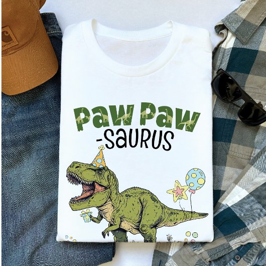 PawPaw-saurus Funny Dinosaur Kids Verjaardagsfeest T-shirt