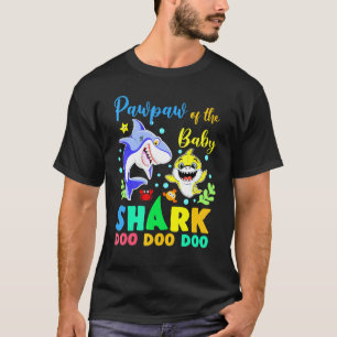 Pawpaw van de verjaardag jongen haai blauw geel do t-shirt