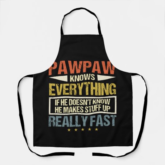 Pawpaw weet alles wat hij maakt. schort (Voorkant)