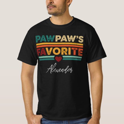 Pawpaw's Favoriete Retro Eenvoudige Moderne Script T-shirt (Voorkant)