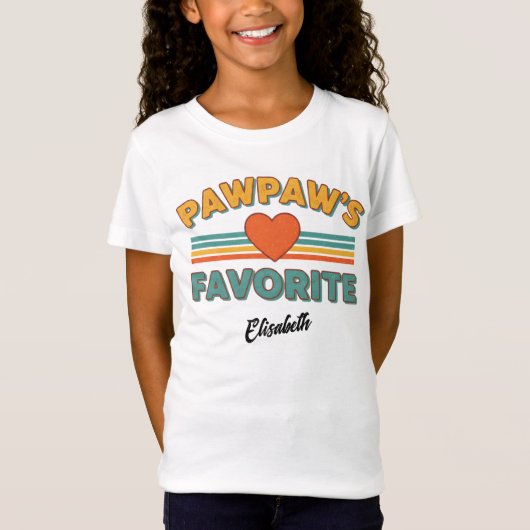 Pawpaws favoriete vintage eenvoudige scriptnaam t-shirt (Voorkant)