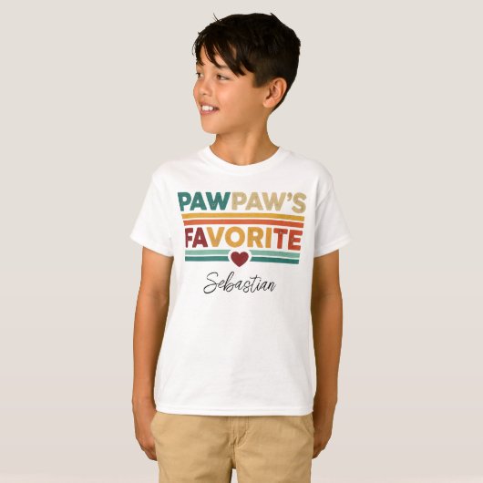 Pawpaw's Favorite Retro Simple Modern Script Name T-shirt (Voorkant volledig)