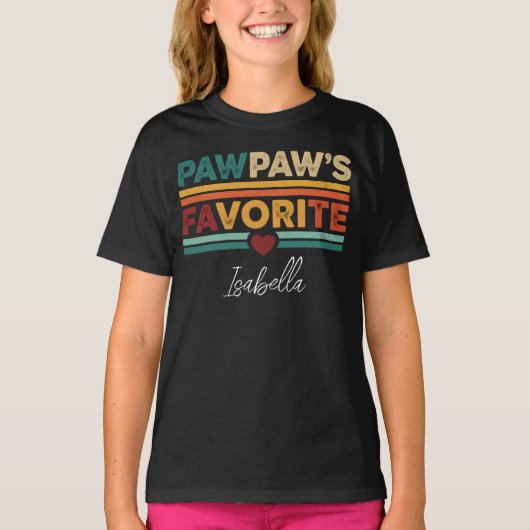 Pawpaw's Favorite Retro Simple Modern Script Name T-shirt (Voorkant)