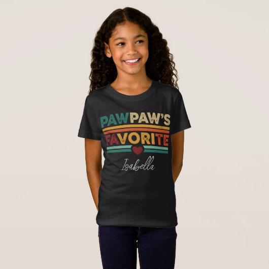 Pawpaw's Favorite Retro Simple Modern Script Name T-shirt (Voorkant volledig)