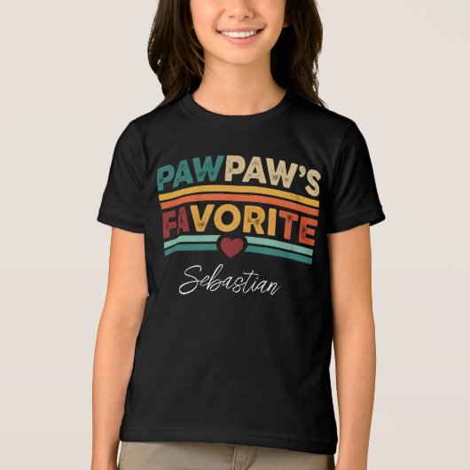 Pawpaw's Favorite Retro Simple Modern Script Name Tri-Blend Shirt (Voorkant)