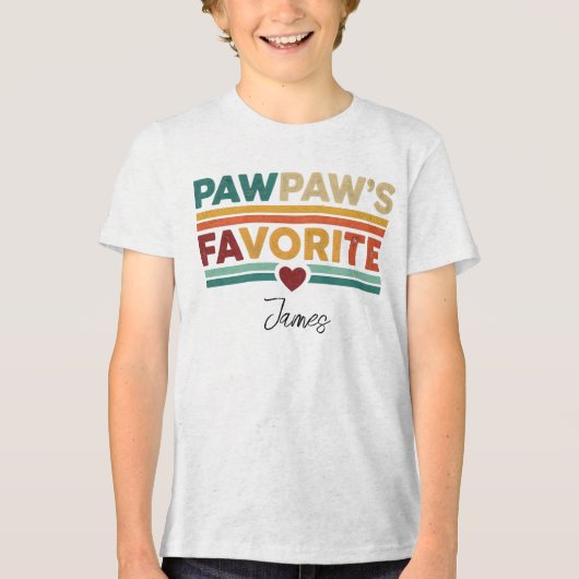 Pawpaw's Favorite Retro Simple Modern Script Name Tri-Blend Shirt (Voorkant)